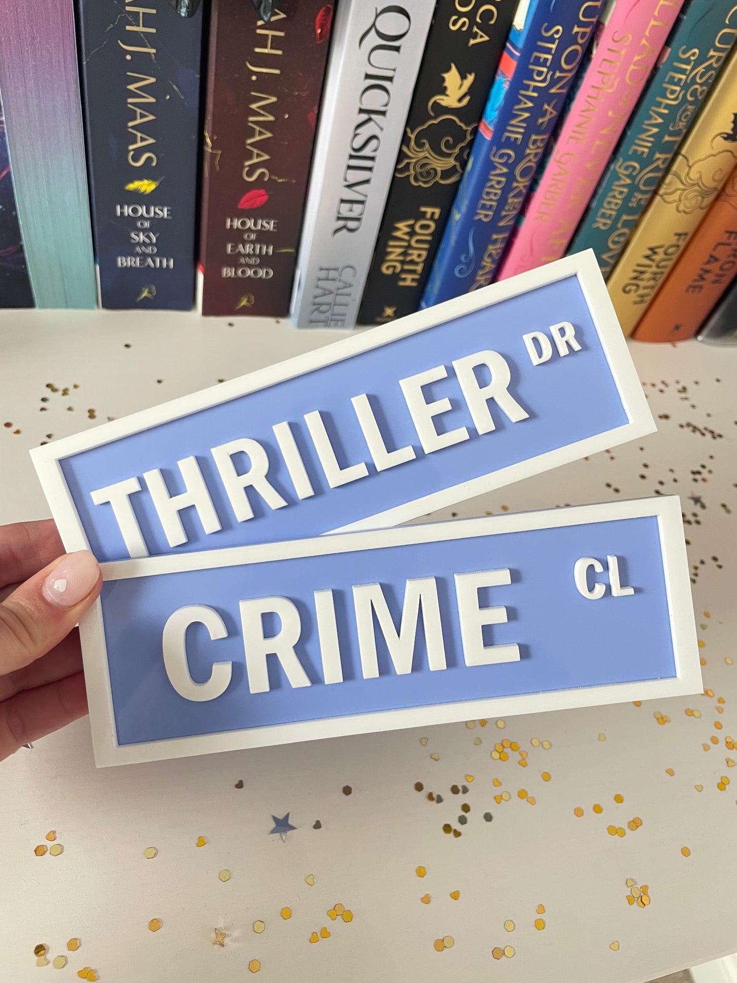Book Shelf Street Signs WHITE TEXT