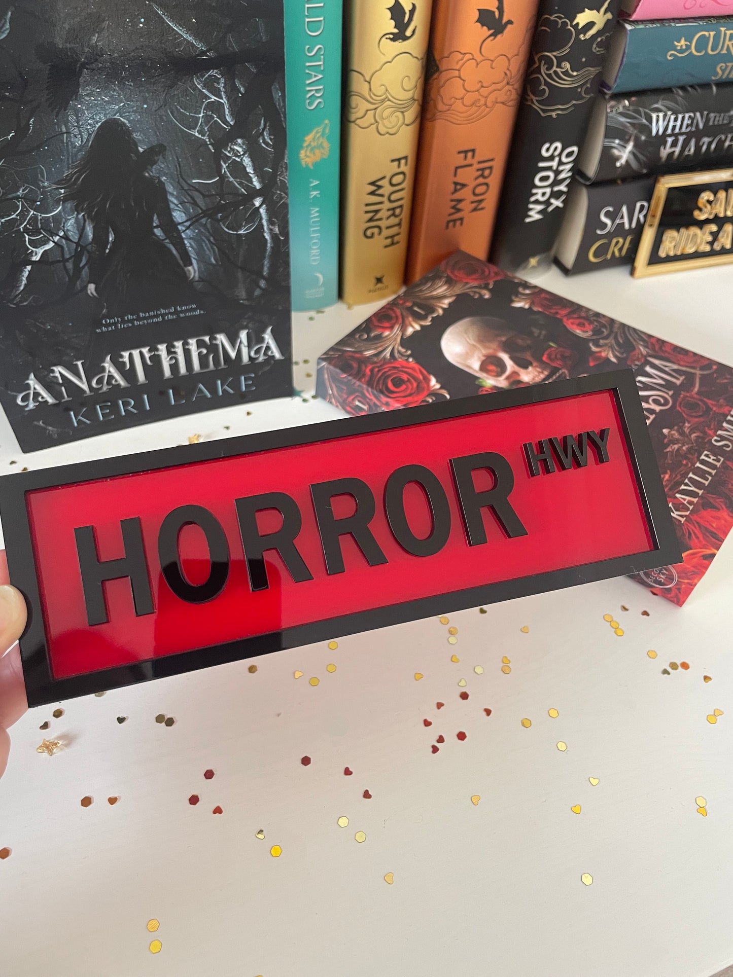 BLACK TEXT Book Shelf Street Signs
