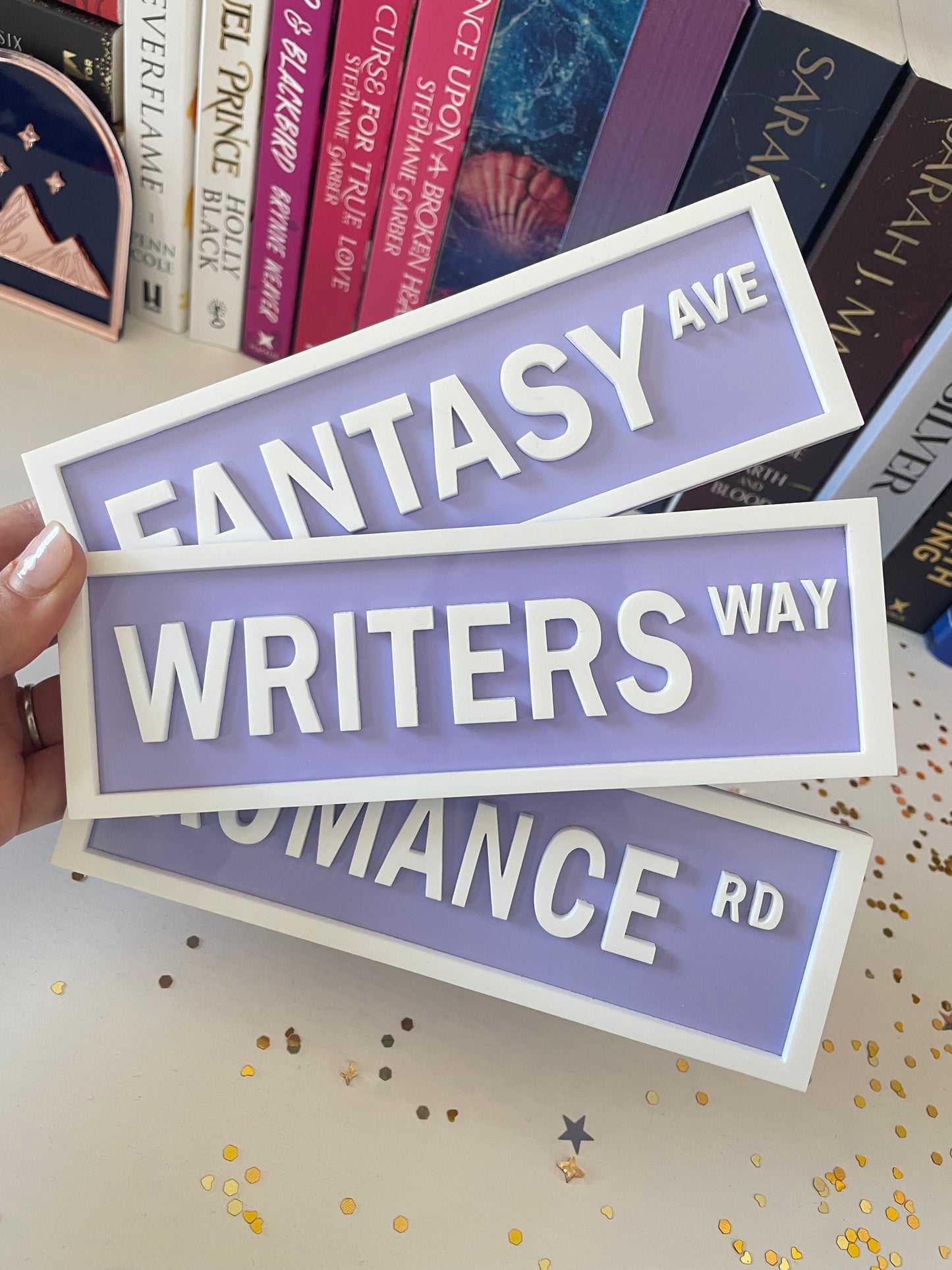 Book Shelf Street Signs WHITE TEXT
