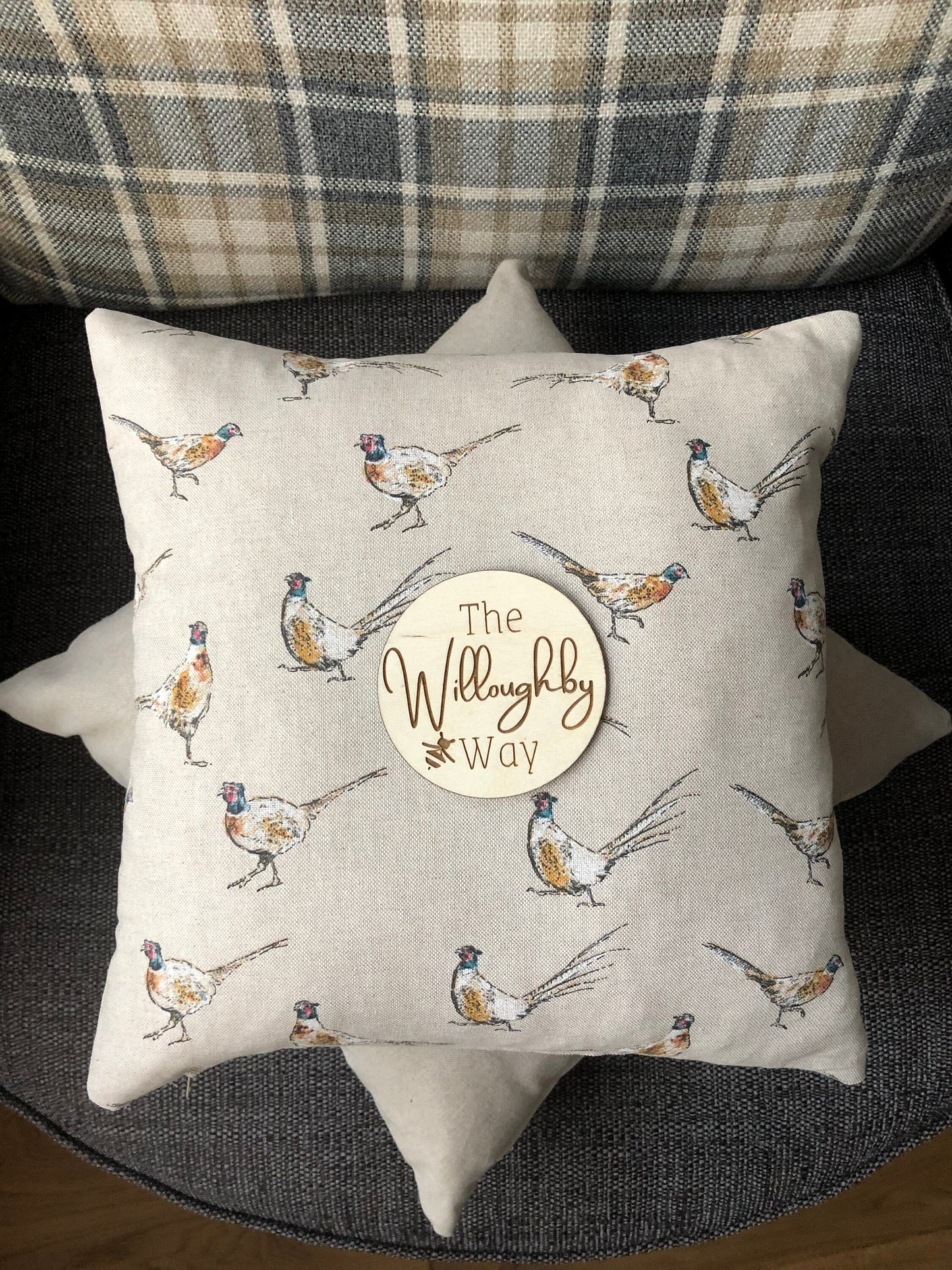 Pheasant Cushion Cotton Linen Look Game Bird Country Pillow