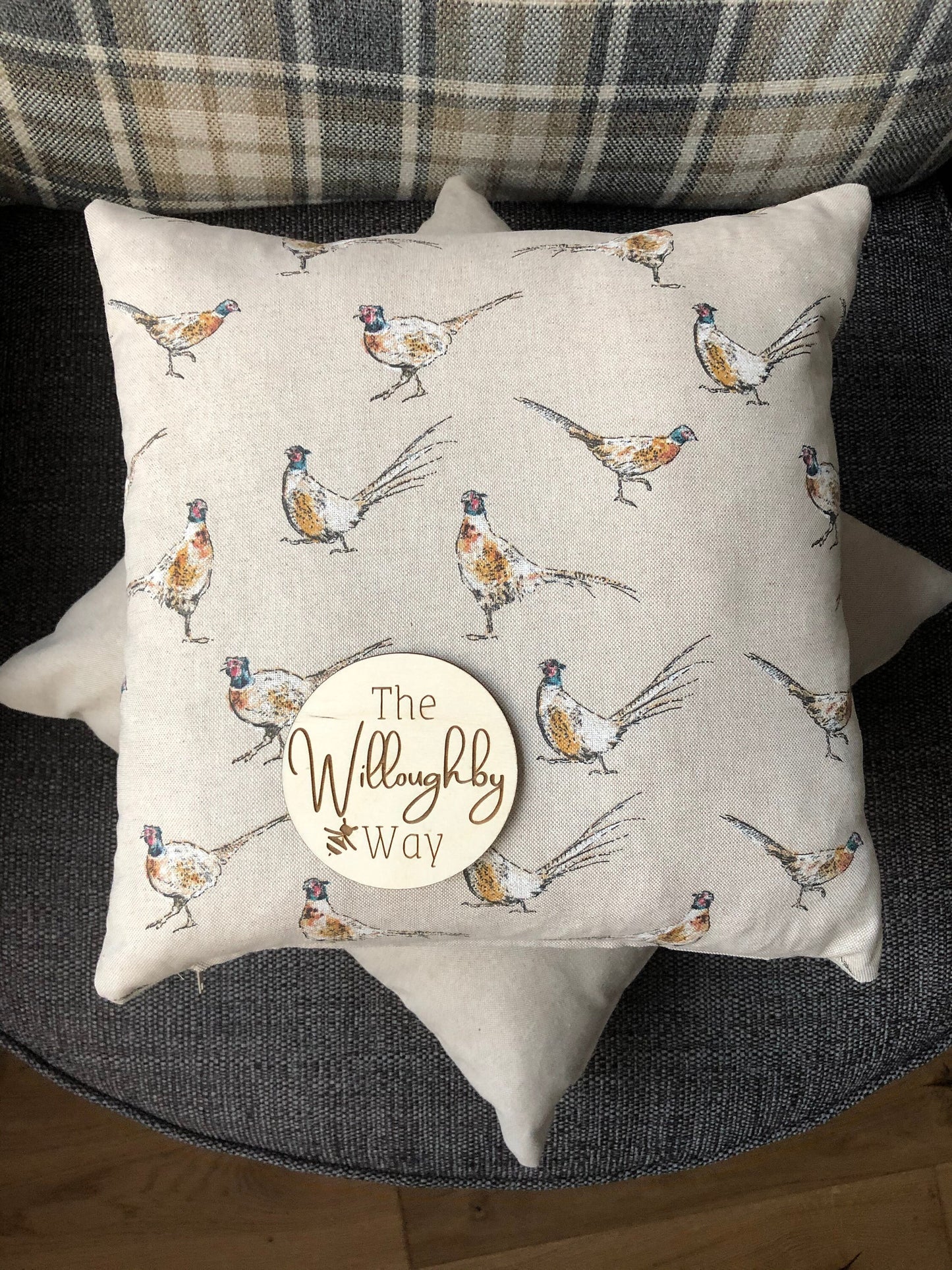 Pheasant Cushion Cotton Linen Look Game Bird Country Pillow