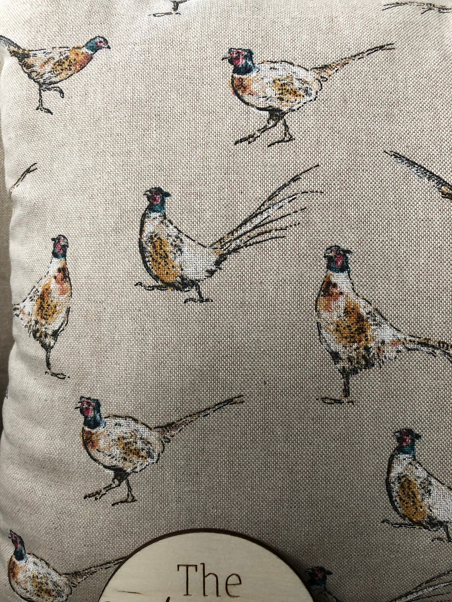 Pheasant Cushion Cotton Linen Look Game Bird Country Pillow