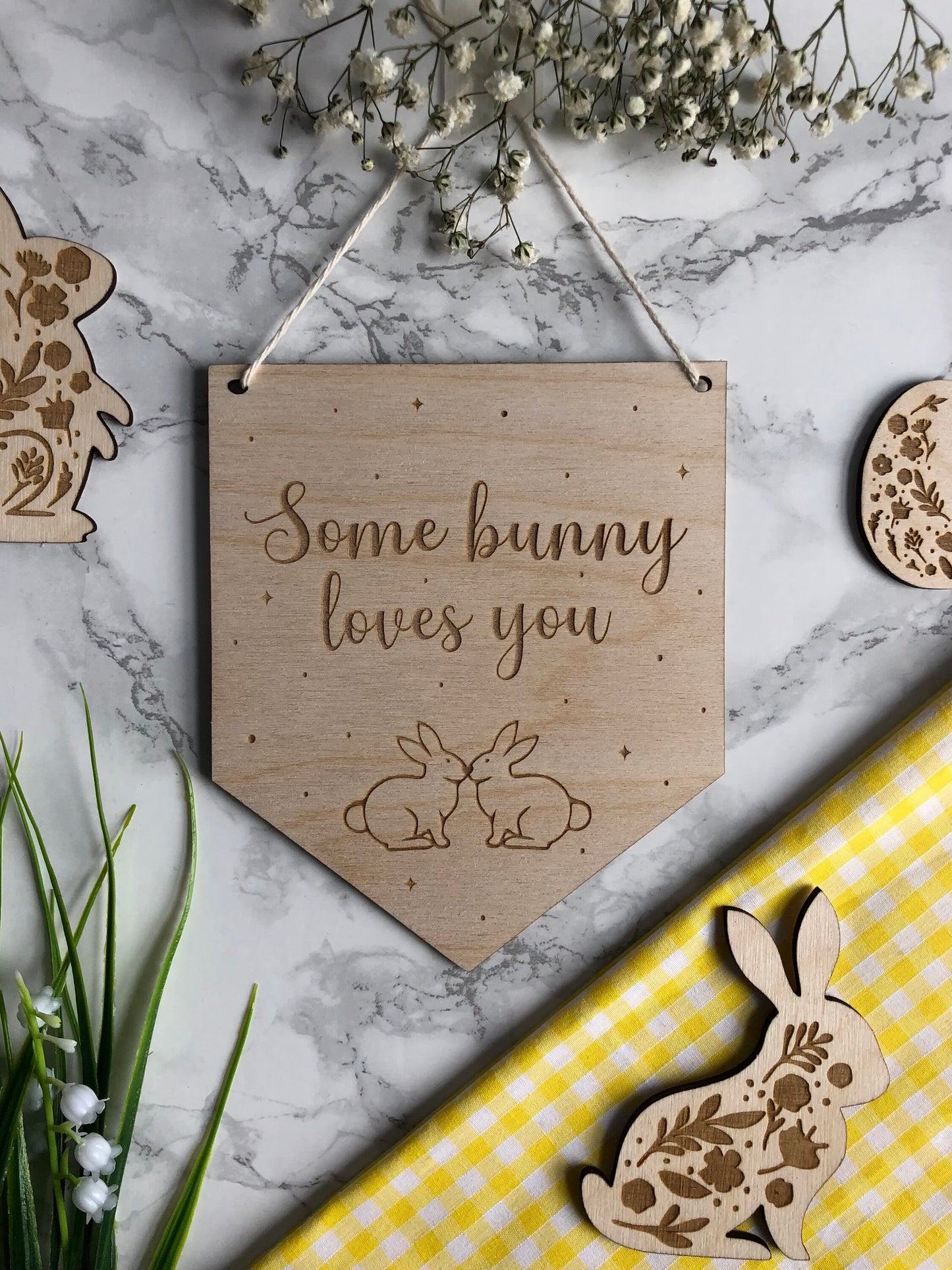 Bunny Kisses Easter Pennant Flag