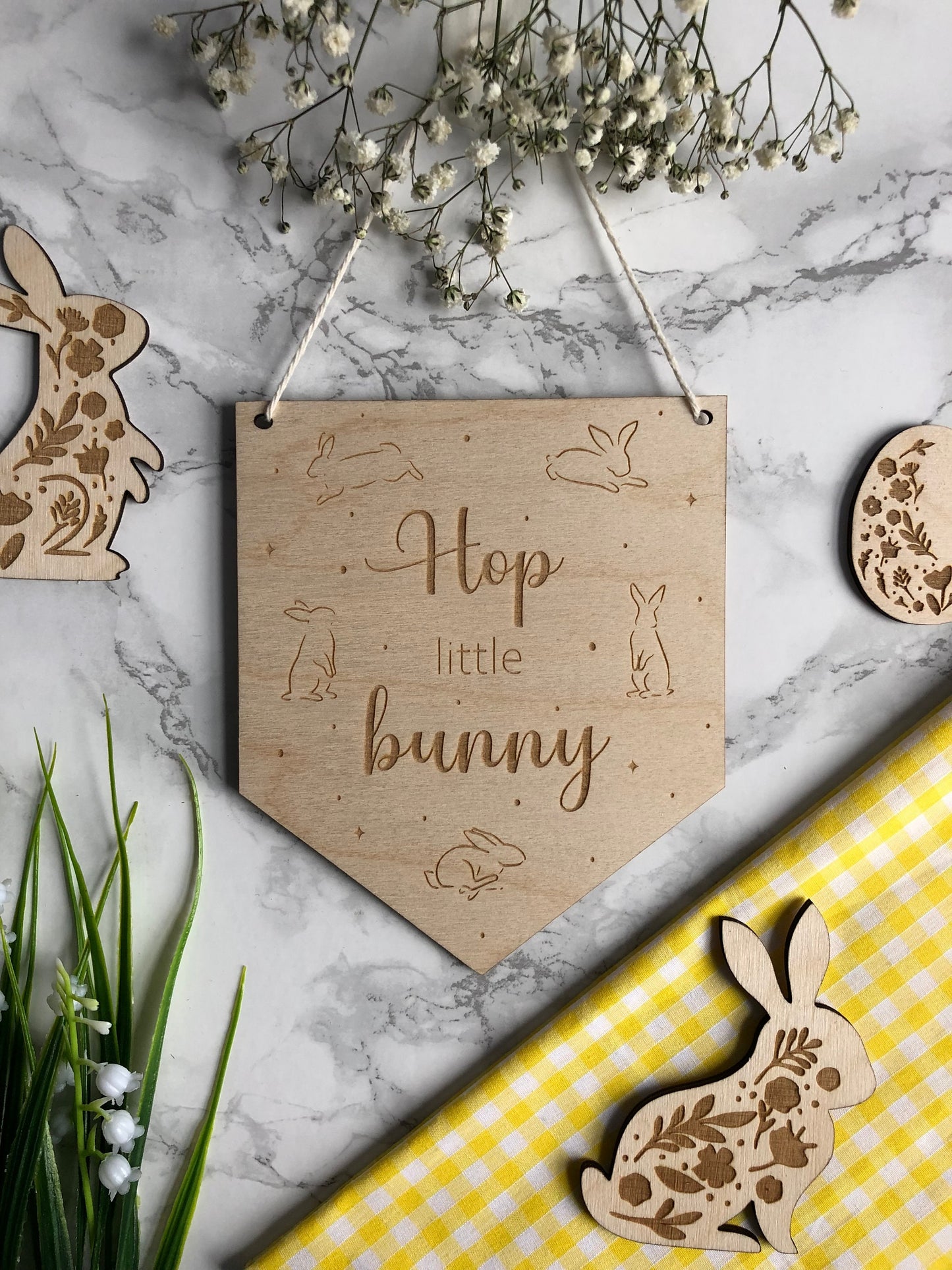 Floral Engraved Bunny Rabbit