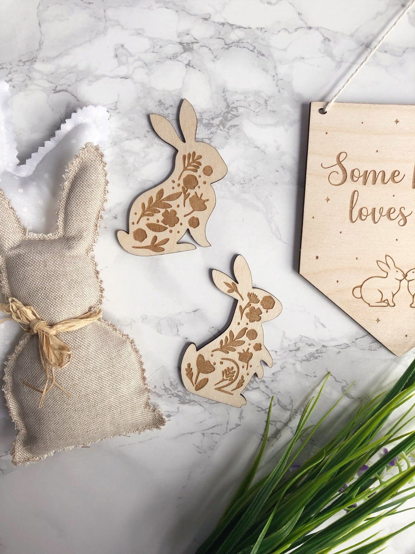 Floral Engraved Bunny Rabbit