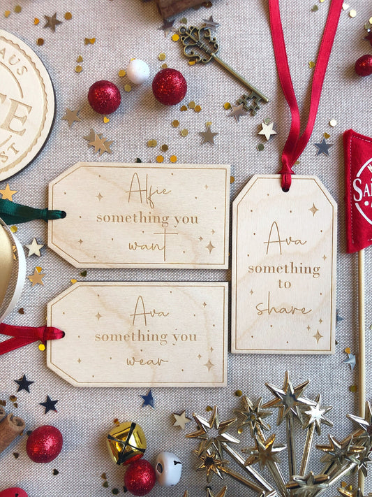 Personalised 5 gift rule tags