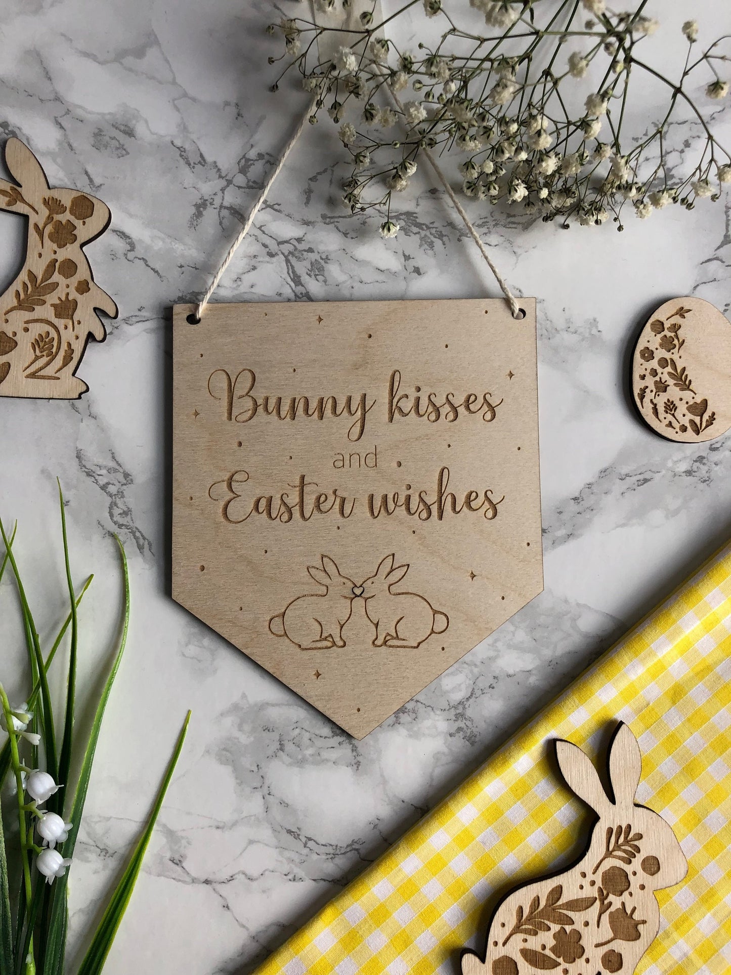 Bunny Kisses Easter Pennant Flag