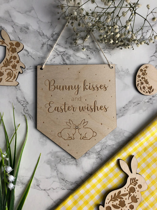 Bunny Kisses Easter Pennant Flag